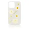 iPhone 13/14/15 - Case with real flowers and gold accents, white