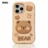 iPhone 13/14/15 - cute teddy bear face case with 3D effect and stand holder