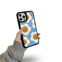 iPhone 13/14 - Flower Smiles Knit Case - Bleu avec broderie – Bild 5