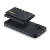 iPhone 13 Mini - DG.MING Etui, Leder-Optik, Kartenfach & Magnetverschluss, Schwarz – Bild 5