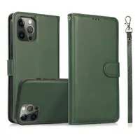 iPhone 13 Mini - Magnetisches 2in1 Klapphülle mit Kartenfächern & Handgelenkband, grün – Bild 1