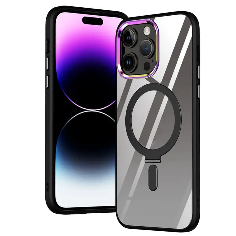 iPhone 13 Pro Max - Étui à support Magsafe noir brillant