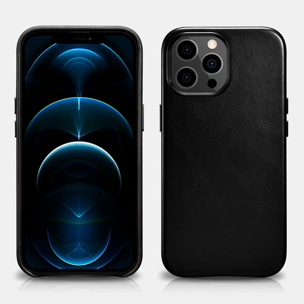 iPhone 13 Pro Max - Oil Wax Premium véritable cuir Magsafe Back Case noir (WMI1304-BK)