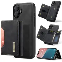 iPhone 14 - DG.MING Back Case, leather look, card slots & magnetic closure, protective case, black – Bild 4