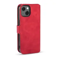 iPhone 14 - DG.MING Custodia flip vintage con 3 scomparti per carte di credito e chiusura magnetica, look pelle, custodia protettiva, rosso – Bild 5