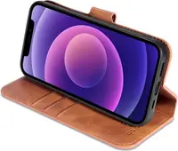 iPhone 14 - DG.MING Vintage Flip Case, 3 card slots, magnetic closure, leather look, brown – Bild 8