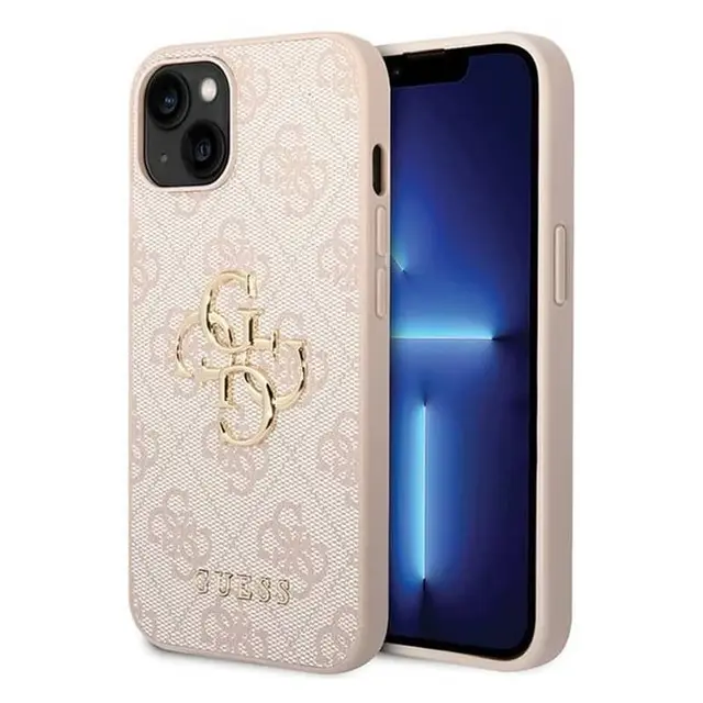 iPhone 14 Plus - Étui Guess PU 4G Métal Logo, Rose GUHCP14M4GMGR