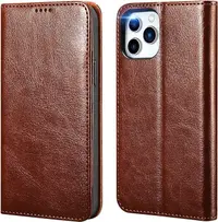 iPhone 14 Pro - iCarer Classic Kunstleder Wallet Case braun (KJJS220802-BN) – Bild 1