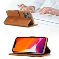 iPhone 14 Pro - LC.IMEEKE Wallet Etui mit 3 Kartenfächern & Magnetverschluss, hellbraun/orange – Bild 5