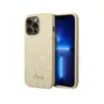 iPhone 14 Pro Max - Guess TPU Glitter Metal Logo Case, Gold GUHCP14XHGGSHD