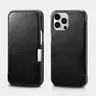 iPhone 15 - iCarer Vintage genuine leather flip case black (WMI15230613-BK)
