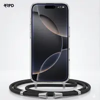 iPhone 15 Plus - Catena portacellulare / Collana - Trasparente con pratico cinturino nero – Bild 2