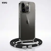 iPhone 15 Plus - Handykette / Necklace – Transparent mit praktischem schwarzem Band – Bild 3