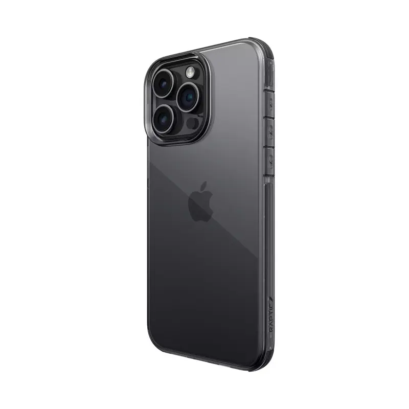 iPhone 15 Plus - Raptic Clear, custodia protettiva trasparente in nero (Smoke)