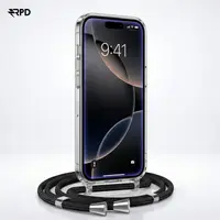 iPhone 15 Pro - Handykette / Necklace – Transparent mit praktischem schwarzem Band – Bild 1