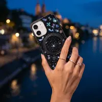 iPhone 15 Pro Max - Custodia MagSafe glitterata TheBlingWorld con supporto ad anello e strass, nera – Bild 4