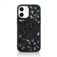 iPhone 15 Pro Max - Custodia MagSafe glitterata TheBlingWorld con supporto ad anello e strass, nera – Bild 1