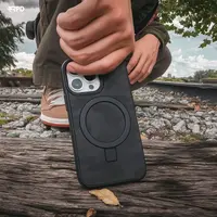 iPhone 15 Pro Max - Étui Magsafe camouflage avec support d'anneau intégré et fonction de support, noir – Bild 3