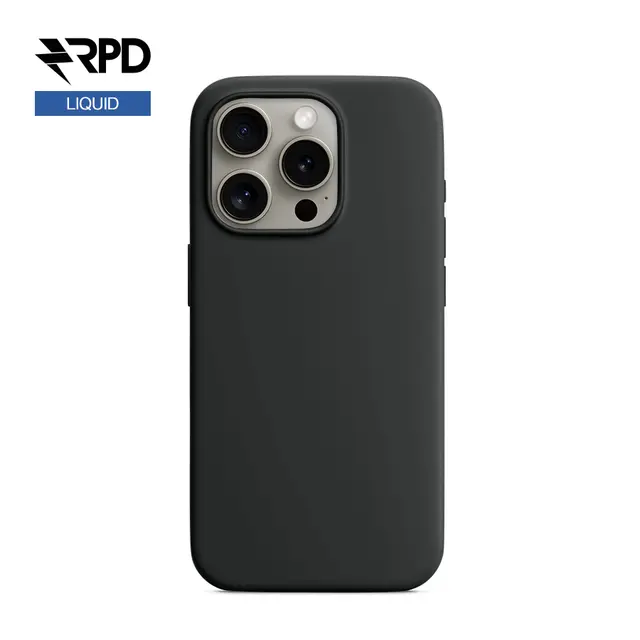 iPhone 15 Pro - Silicone Case Black, Liquid (Magsafe-Version)