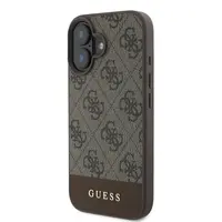 iPhone 16 - Guess PU 4G Bottom Stripe Metal Logo Case (GUHCP16SG4GLBR), Braun – Bild 2