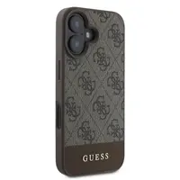 iPhone 16 - Guess PU 4G Bottom Stripe Metal Logo Case (GUHCP16SG4GLBR), Braun – Bild 4