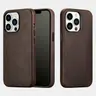 iPhone 16 - iCarer Oil Wax Premium Genuine Leather with Magsafe Case Dark Brown (WMI16240723-DG)