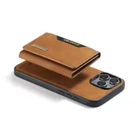 iPhone 16 Pro Max - Custodia posteriore DC.MING, look pelle, slot per carte e chiusura magnetica, custodia protettiva, marrone cammello – Bild 5