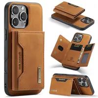 iPhone 16 Pro Max - Custodia posteriore DC.MING, look pelle, slot per carte e chiusura magnetica, custodia protettiva, marrone cammello – Bild 1
