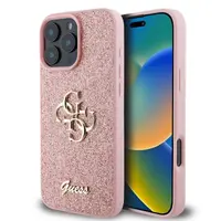 iPhone 16 Pro Max - Guess Glitter Metal Logo Case Pink GUHCP16XHG4SGP – Bild 1