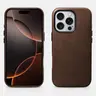 iPhone 16 Pro Max - iCarer Oil Wax Premium en cuir véritable avec étui Magsafe marron foncé (WMI16240704-BR)