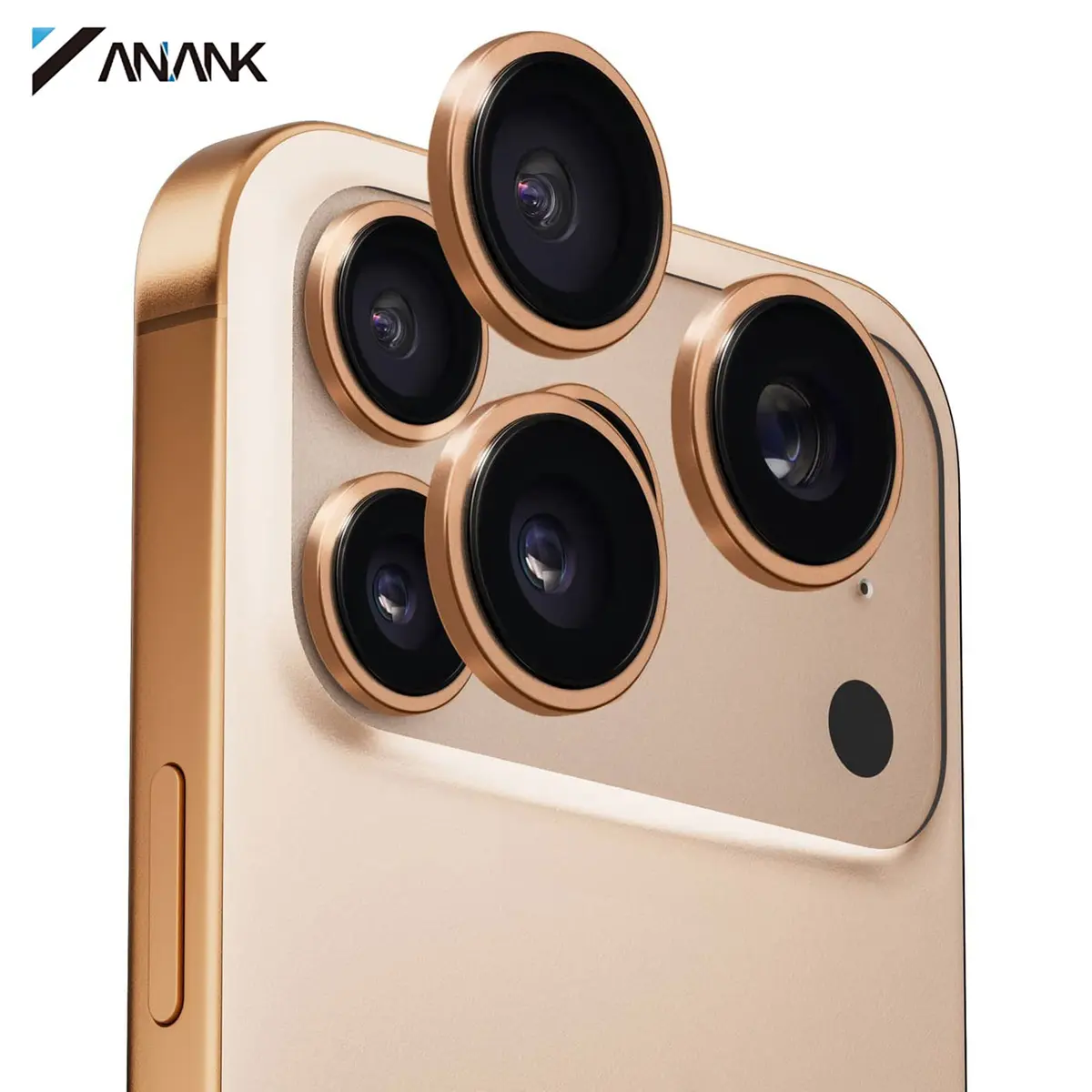 iPhone 17 Pro / 17 Pro Max - Rückkamera Panzerglas - 99AR+ Corning Glass, Dual Lens Schutz, Gold