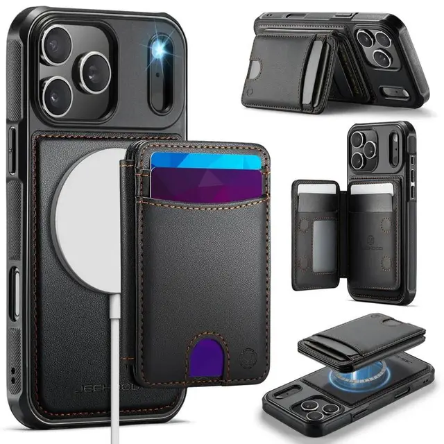 iPhone 17 Pro - RPD Magsafe Case with magnetic wallet and stand function, Black (J10)