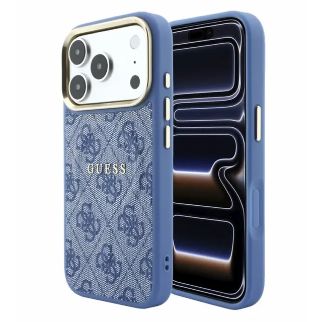 iPhone 18 Pro / 17 Pro – Guess Hülle aus PU-Leder mit MagSafe, Blau GUHMP18LP4MSEGCB