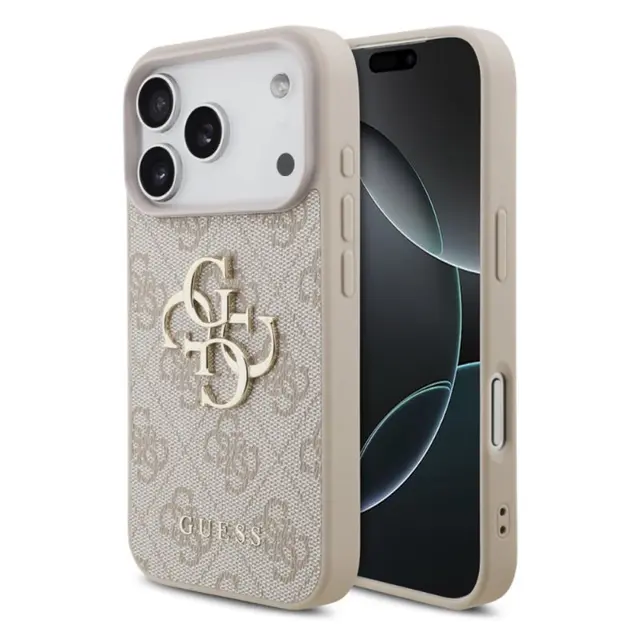 iPhone 18 Pro / 17 Pro – Guess Metall-Logo-Hülle Gold, Pink GUHCP18L4GMGPI