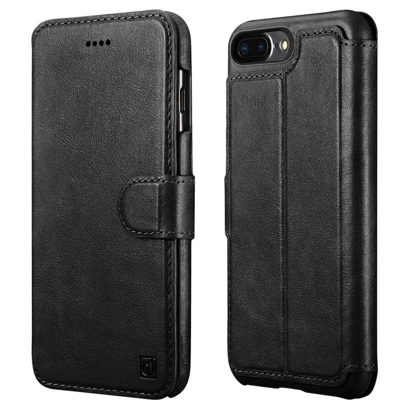 iPhone 7+/8+ iCarer Custodia a portafoglio staccabile in pelle PU nero