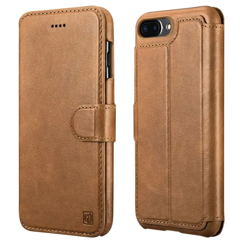iPhone 7+/8+ iCarer Detachable PU Leather Wallet Case brown