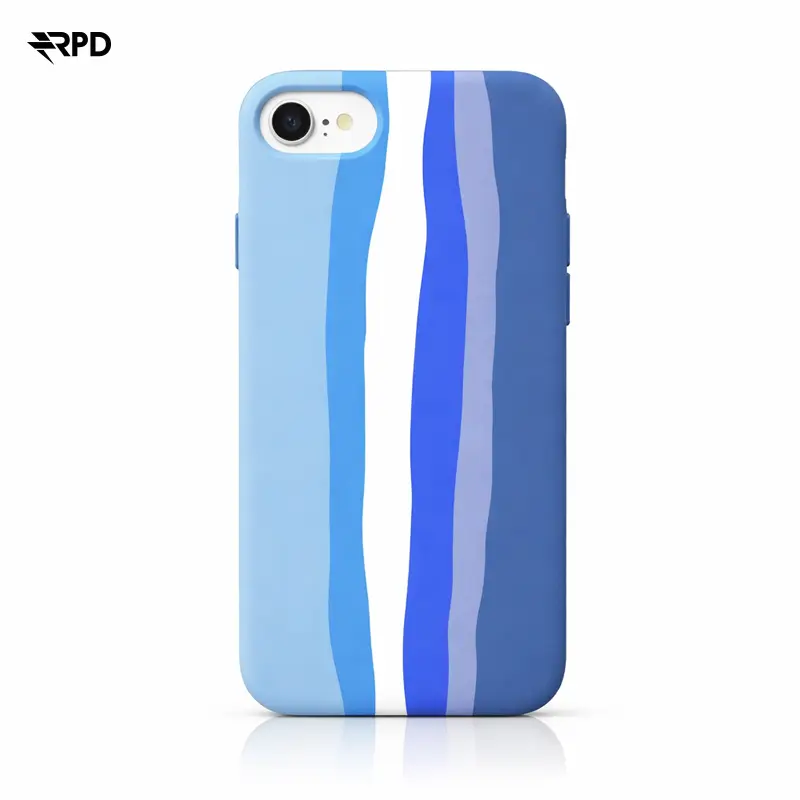 iPhone 7/8/SE/SE 2022 - Silicone Case Blue Rainbow - Regenbogen-Muster, blau