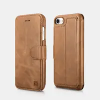 iPhone 7/8/SE2020/SE 2022 - iCarer Genuine Leather Detachable 2 in 1 Mobile Phone Wallet Folio Case brown – Bild 1