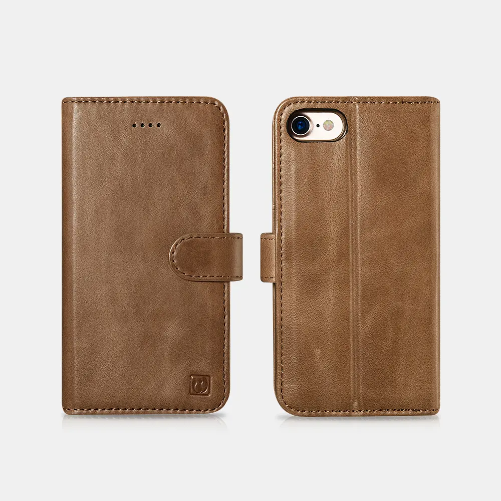 iPhone 7/8/SE2020/SE 2022 - iCarer Genuine Leather Detachable 2 in 1 Wallet Folio Case brown
