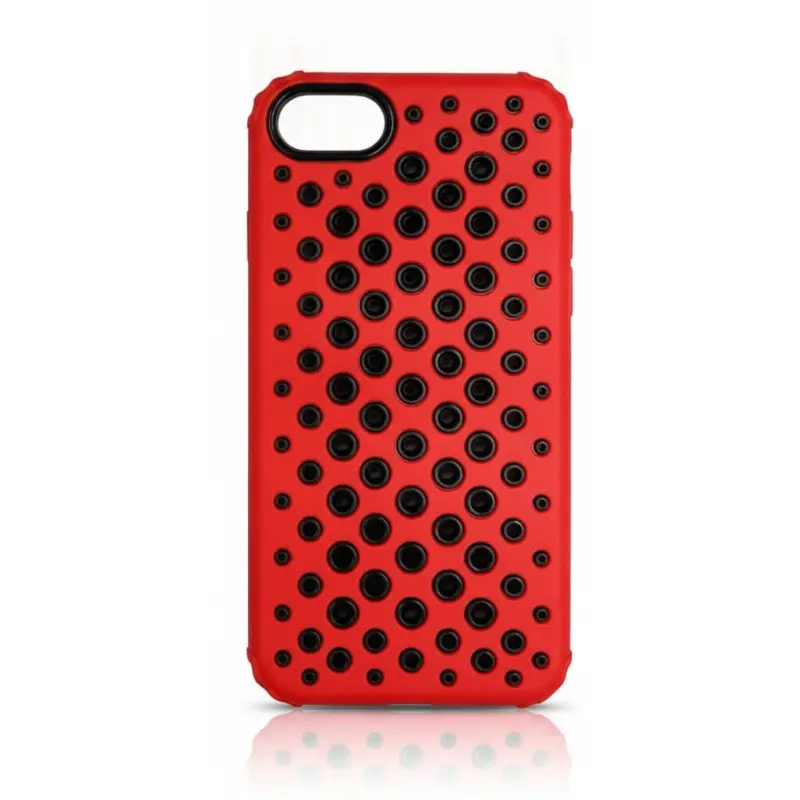 iPhone 7/8/SE2020/SE 2022 - Perforiertes Case, Stossfest & Stylisch, Rot-Schwarz
