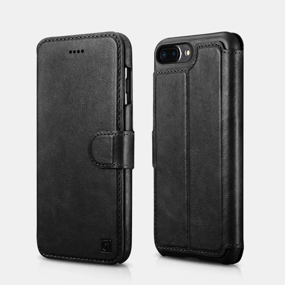 iPhone 7 Plus / 8 Plus - Custodia Folio 2 in 1 in vera pelle iCarer (RIP7015-BK)