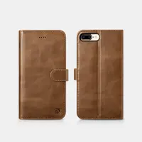 iPhone 7 Plus / 8 Plus - iCarer Custodia in vera pelle staccabile 2 in 1 con portafoglio Folio marrone – Bild 1