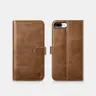iPhone 7 Plus / 8 Plus - iCarer Custodia in vera pelle staccabile 2 in 1 con portafoglio Folio marrone