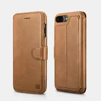 iPhone 7 Plus / 8 Plus - iCarer Custodia in vera pelle staccabile 2 in 1 per telefono cellulare Folio marrone – Bild 1