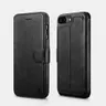iPhone 7 Plus / 8 Plus - iCarer genuine leather 2 in 1 Wallet Folio Case black (RIP7015-BK)