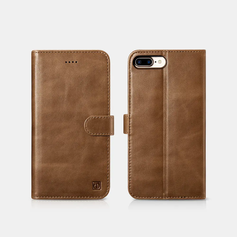 iPhone 7 Plus / 8 Plus - iCarer Genuine Leather Detachable 2 in 1 Wallet Folio Case brown
