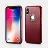 iPhone X/Xs - iCarer Retro Original Echtleder Etui Backcase (RIX13-BK), Weinrot