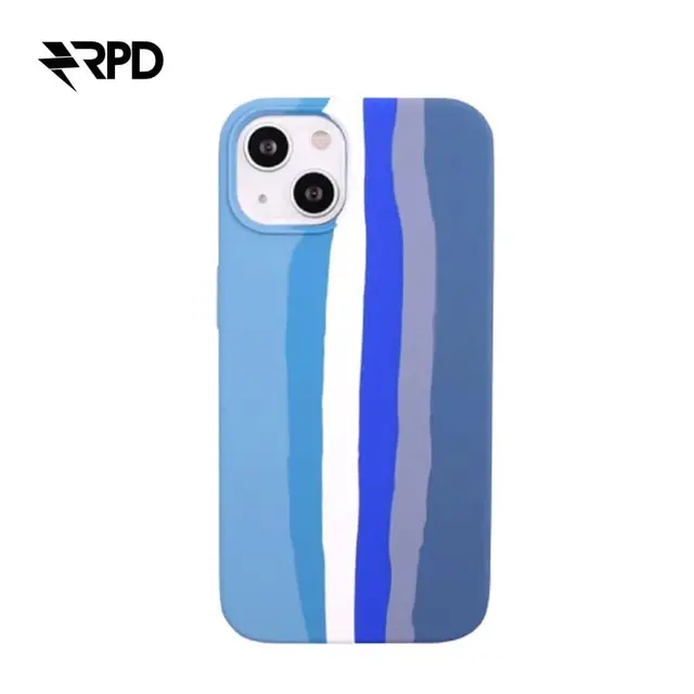 iPhone XR - Custodia in silicone Blue Rainbow - motivo arcobaleno, blu