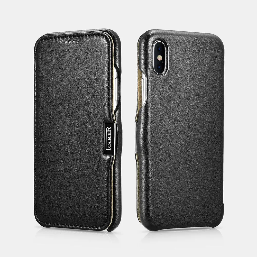 iPhone Xs Max - Custodia iCarer Luxury Series Flip nera (RI908-BK)
