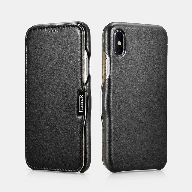 iPhone Xs Max - iCarer Luxury Series Flip Case black (RI908-BK)